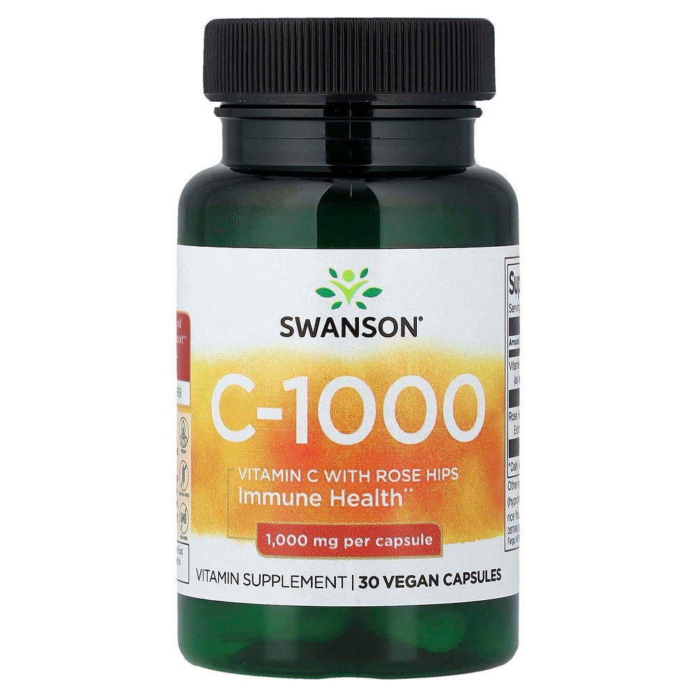 Swanson, C-1000, витамин C с шиповником, 30 капсул