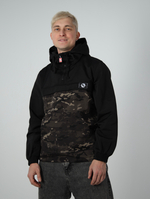 Анорак мужской без утеплителя Город Горький легкий черный камуфляж ягель