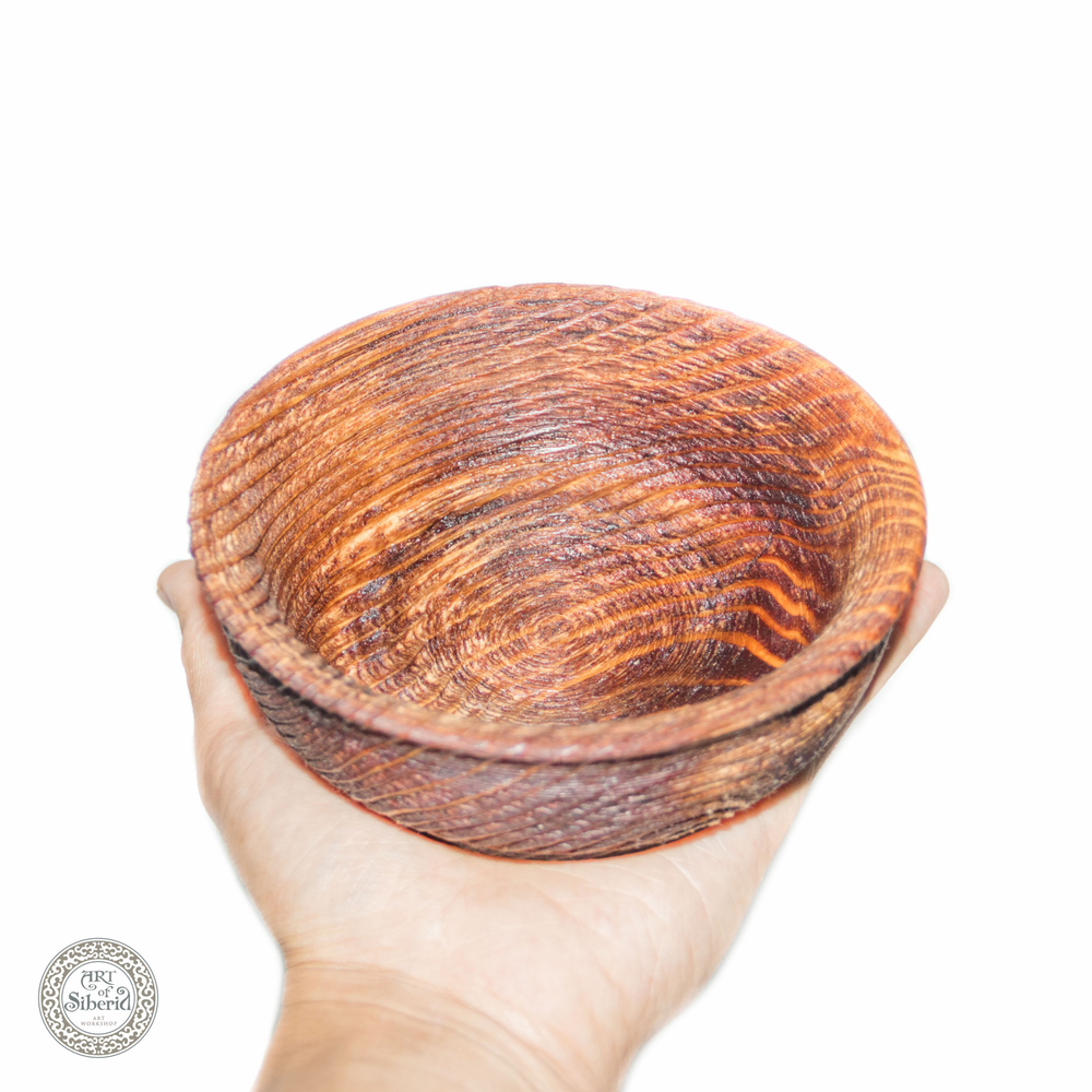 Тарелка-чаша Art of Siberia из сибирского кедра, текстурированная, 13,5 см. T14