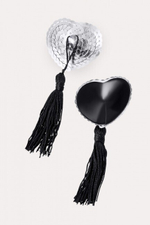 Пестис серебряные сердечки из пайеток с черными кистями Erolanta (Цвет: Серебристый)