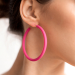 Серьги розовые пластиковые 6 см, NNMB31