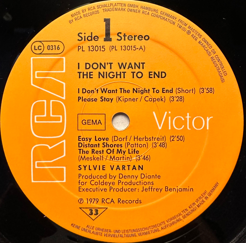 Sylvie Vartan - I Don't Want The Night To End (Германия 1979г.)