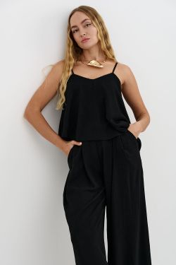 Асимметричный топ из шифона черного цвета