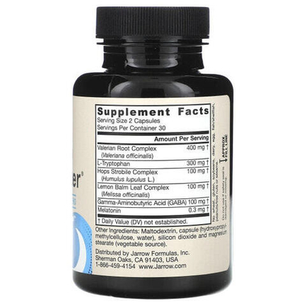 Jarrow Formulas, Sleep Optimizer, веганская добавка для нормализации сна, 60 растительных капсул