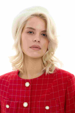 Жакет укороченный с воротничком красный