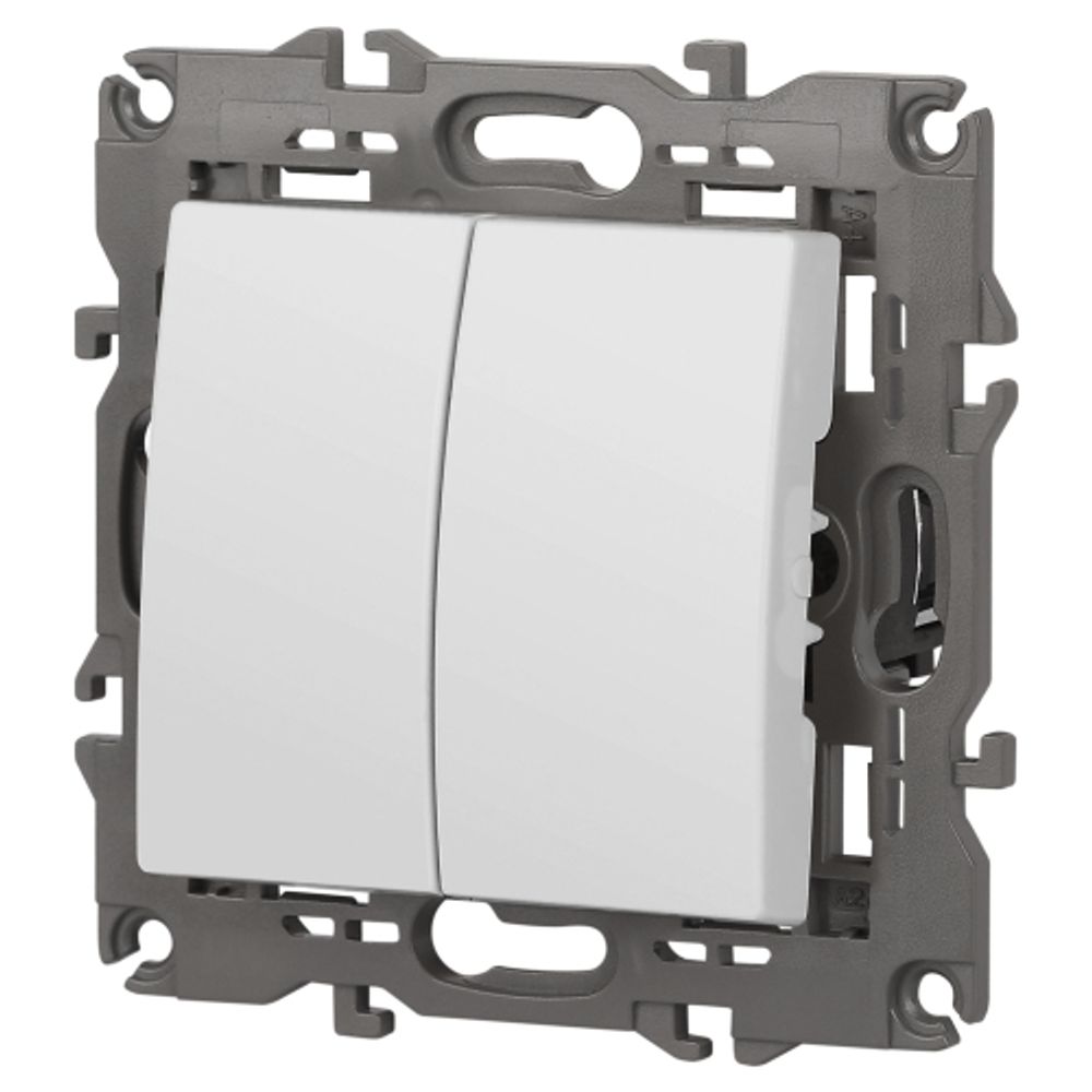 Переключатель ЭРА Elegance 14-1112-01М перекрёстный двойной, 10АХ-250В, белый матовый