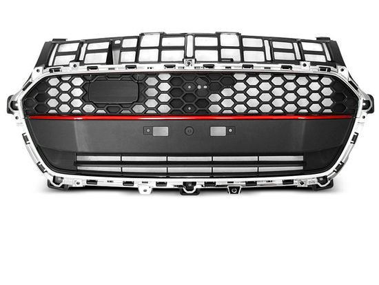 Решетка радиатора для Suzuki Swift IV (17-...) черная с хромированной окантовкой и красной полосой