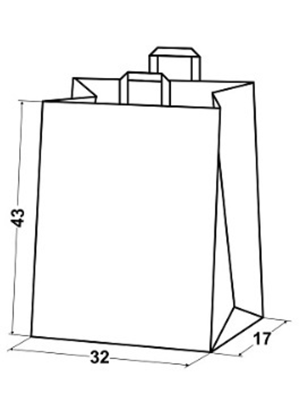 Крафт пакеты с плоскими ручками 43х32х17см 70гр/м коричневые (1/200шт)