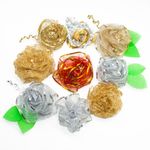 Лента декоративная (6 см*2,74 м) Ассорти дизайнов, Органза, Золото, 1 шт.