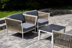 "Касабланка" лаунж-зона плетеная из роупа 5-местная, цвет серый