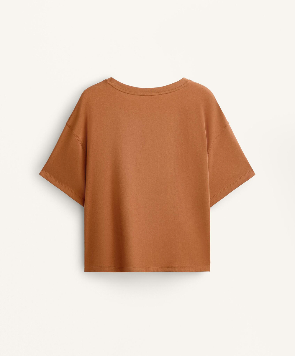 Oysho Футболка с короткими рукавами из смесового хлопка, цвет жженого апельсина