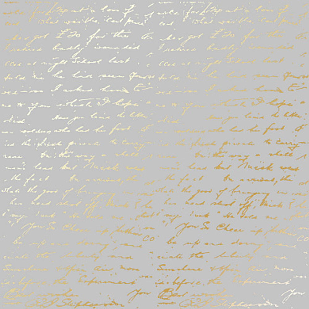 Лист односторонней бумаги с золотым тиснением, дизайн Golden Text Gray, 30,5см х 30,5см