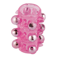 Розовая насадка на пенис 5,5см c шариками ToyFa Basic Pleasure Sleeve 888002