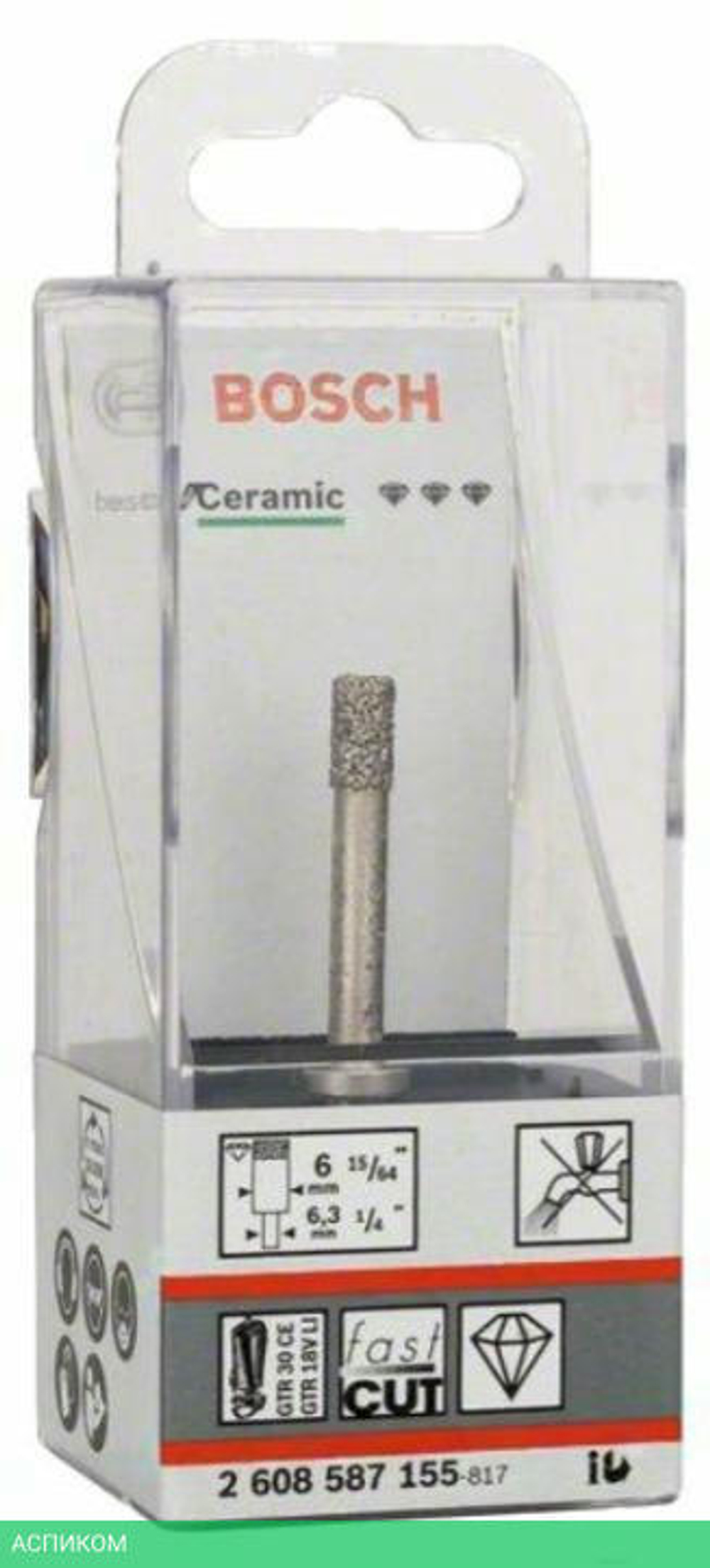 Алмазная коронка Bosch 6ммx35мм Best for Ceramic Diamonddrilling 2.608.587.155