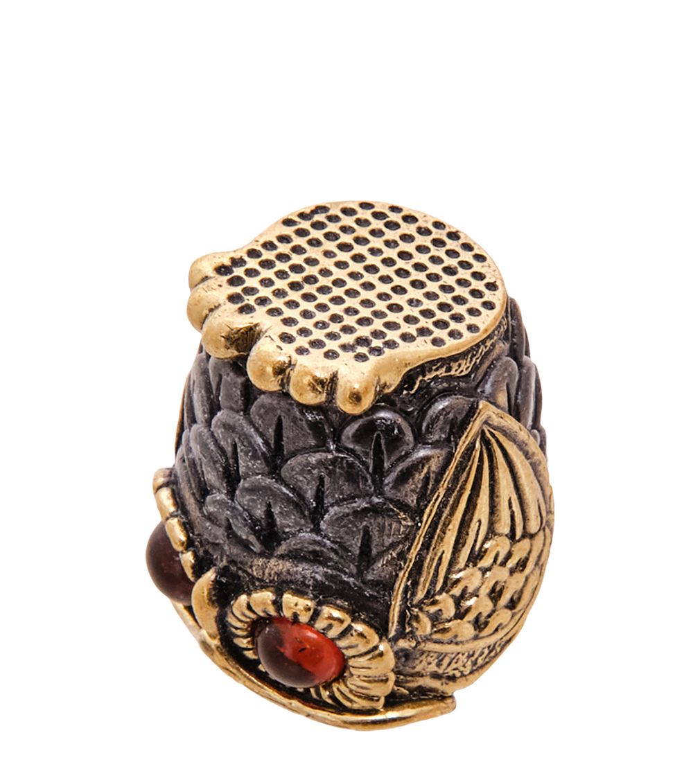 AM-3568 Наперсток «Филин» (латунь, янтарь)