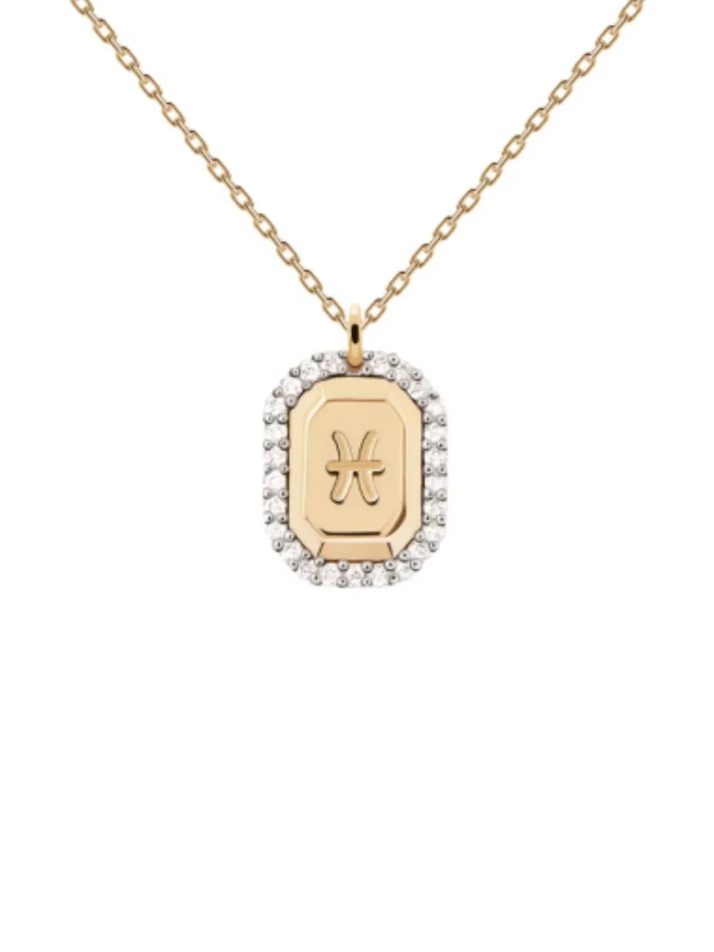 Колье Знак Зодиака Рыбы серебро 925 пробы покрытое золотом