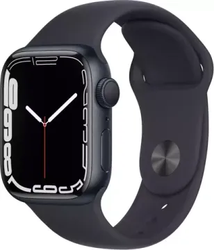 Apple Watch Series 7, 41 мм, корпус из алюминия цвета «тёмная ночь», спортивный ремешок «тёмная ночь»