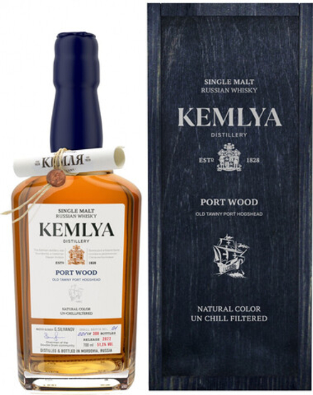 Виски Kemlya Port Wood wooden box, 0.7 л