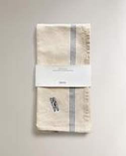 ZARA HOME КУХОННОЕ ПОЛОТЕНЦЕ ИЗ ХЛОПКА С ВЫШИВКОЙ, СИНИЙ