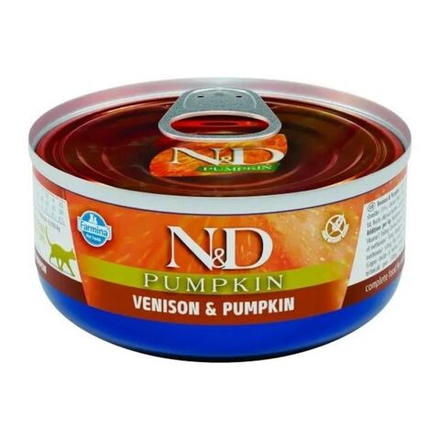 Консервы FARMINA N&D Pumpkin для взрослых кошек с олениной и тыквой - набор 12х70 гр