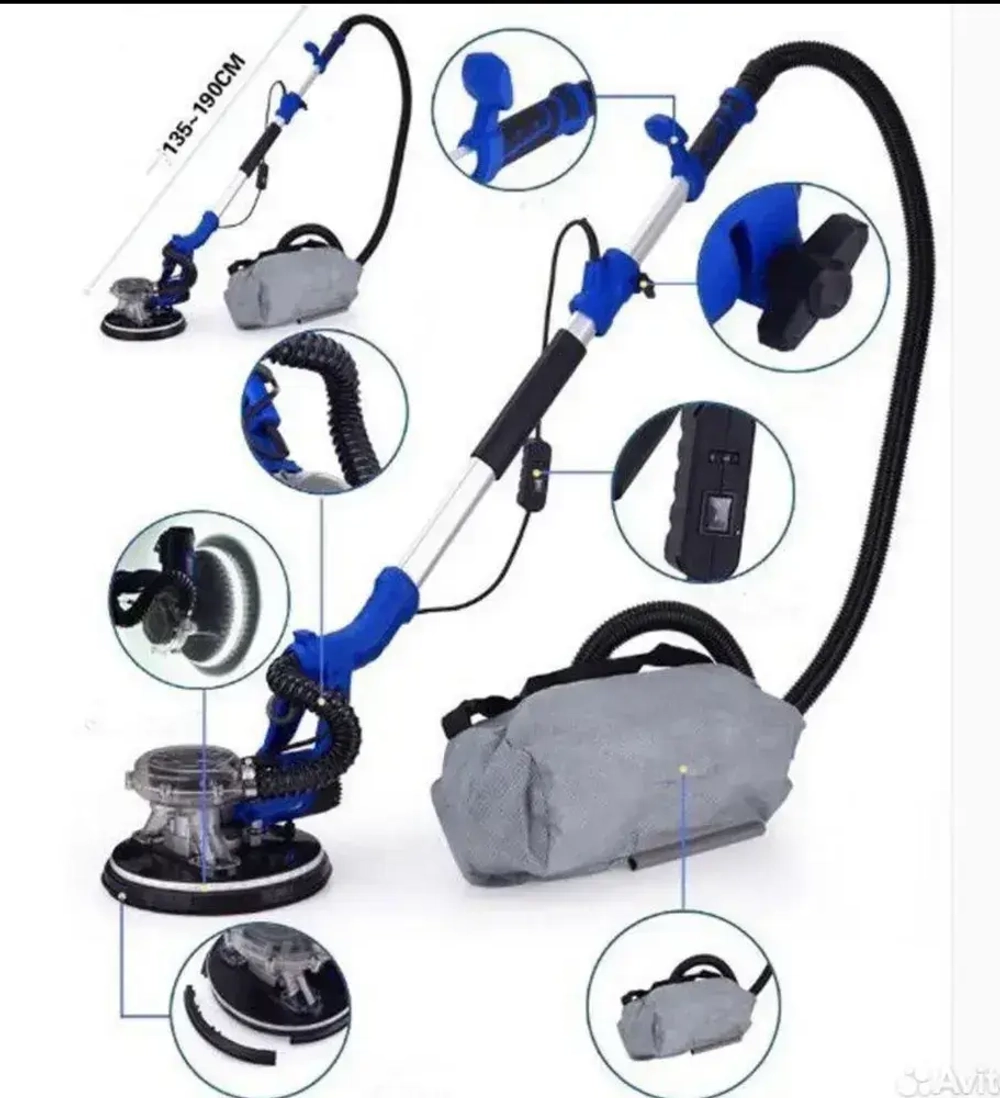 Шлифовальная машина для шлифовки стен и потолка со встроенным пылесосом VASSER PRO ЖИРАФ c LED подсветкой Мощность 1250w