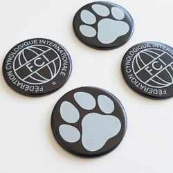 Закатной центр с тканевым покрытием 56 мм. (цвет ткани в ассортименте), печать БЕЛАЯ матовая.