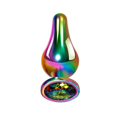 Радужная анальная пробка Rainbow Metal Plug Small - 9,4 см. (Цвет: разноцветный)