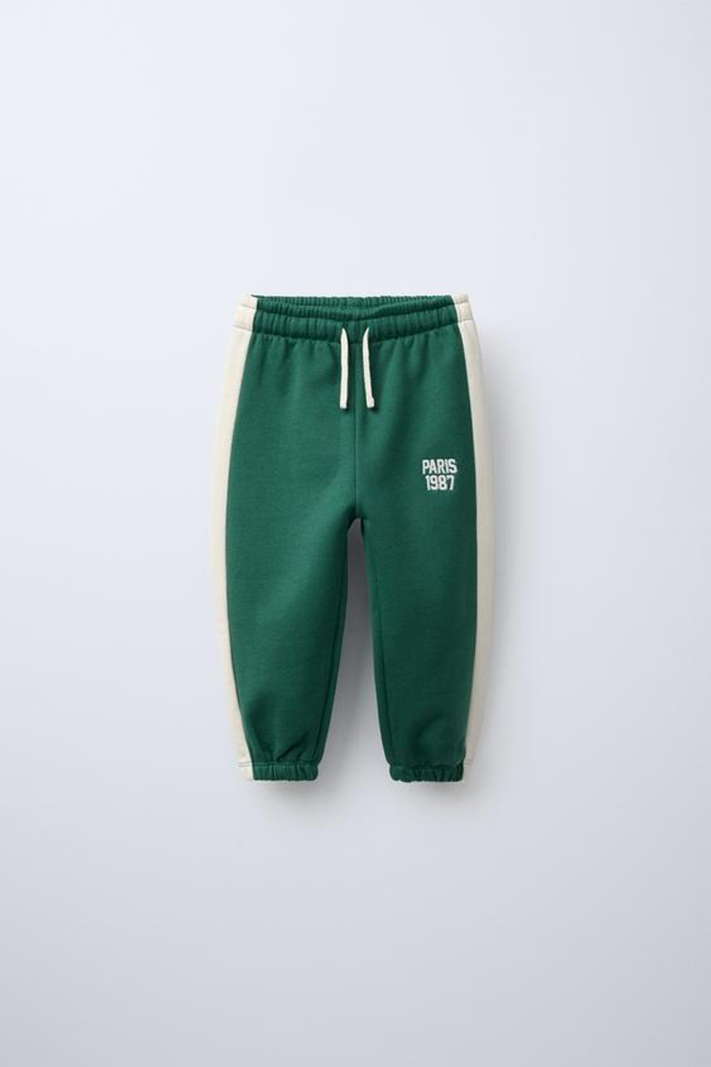 ZARA БРЮКИ-ДЖОГГЕРЫ С ВЫШИТОЙ НАДПИСЬЮ, ЗЕЛЕНЫЙ