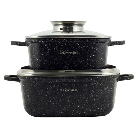 Набор квадратных кастрюль 4 предмета Kamille KM 4434 из литого алюминия