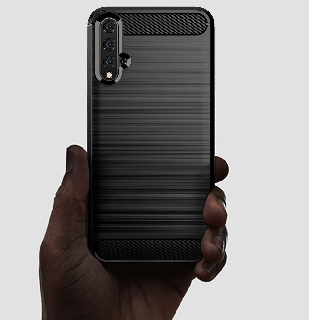 Чехол для Huawei Nova 5 (Nova 5 Pro) цвет Black (черный), серия Carbon от Caseport