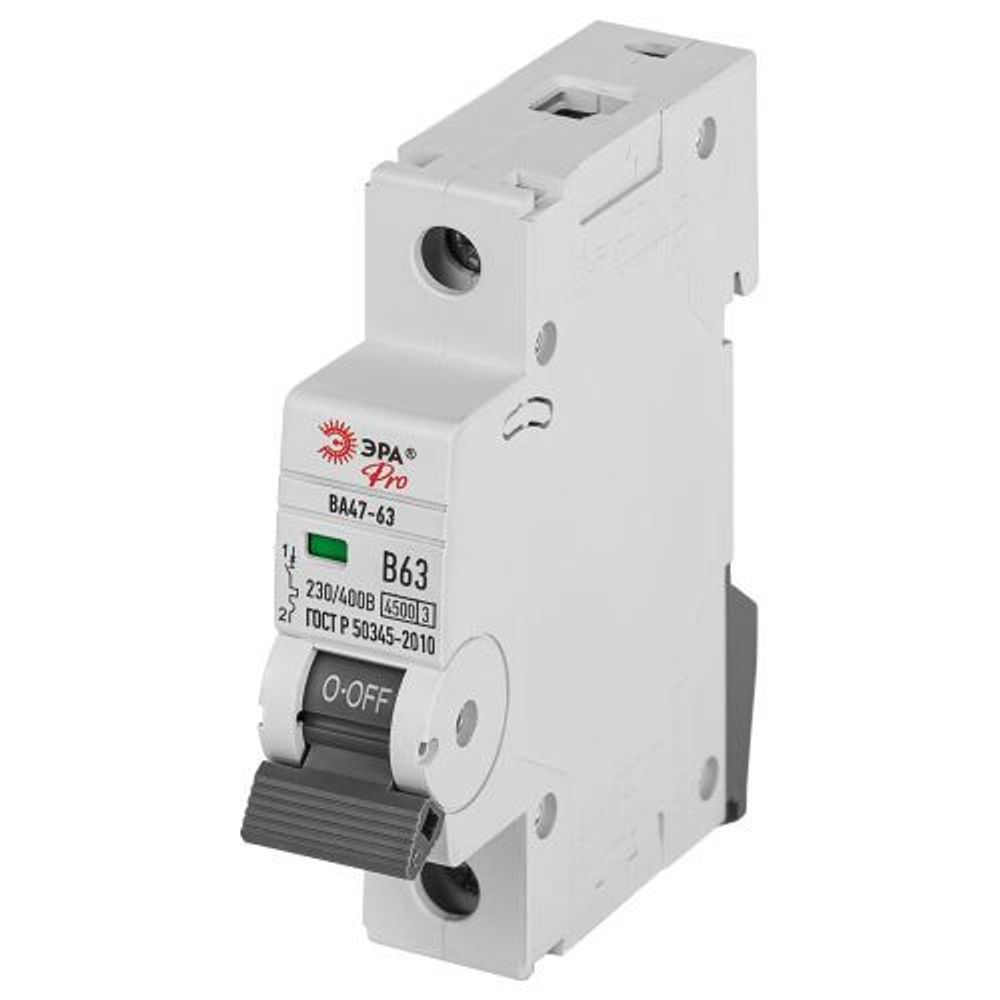 Выключатель автоматический 1п B 63А 4.5кА ВА47-63 PRO ЭРА Б0059376 Выключатель автоматический 1п B 63А 4.5кА ВА47-63 PRO ЭРА Б0059376