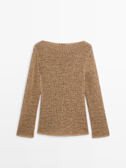 Massimo Dutti Вязаный свитер из смесового хлопка с вырезом «лодочка», жженый