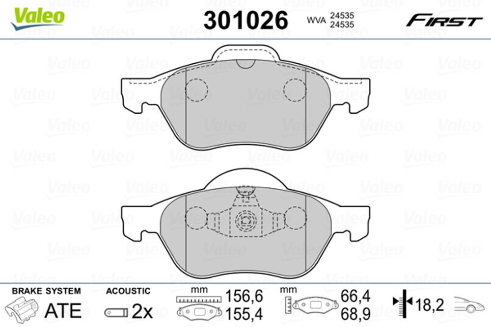 VALEO - 301026-VAL - Brake Pad Set, disc brake