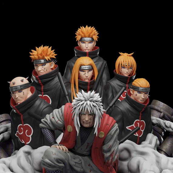Jiraiya and six Pains - Naruto