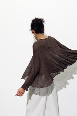 ZARA ТОП-НАКИДКА ИЗ ТКАНИ С РЕЛЬЕФНЫМ УЗОРОМ, ШОКОЛАДНЫЙ