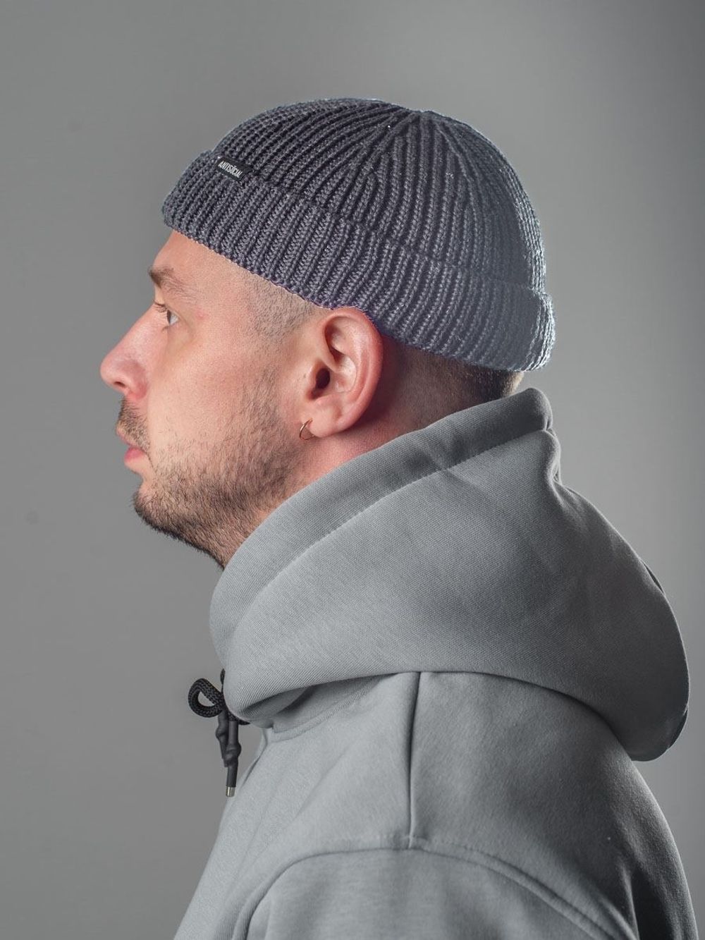 Шапка Antisocial AW42 Beanie Short серая