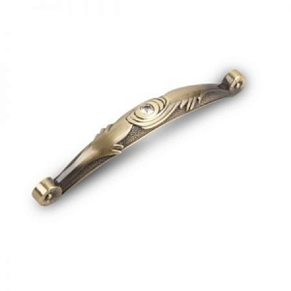Ручка-скобка для кухни со стразами 96 мм, античная бронза