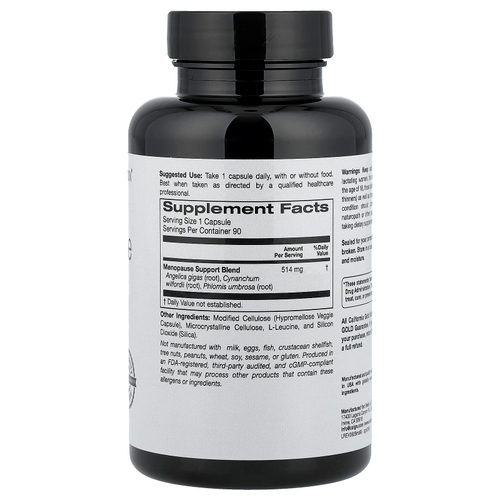 California Gold Nutrition, Beauty, добавка для поддержки во время менопаузы с дудником гигантским, цинанхумом, зопником и L-лейцином, 90 растительных капсул