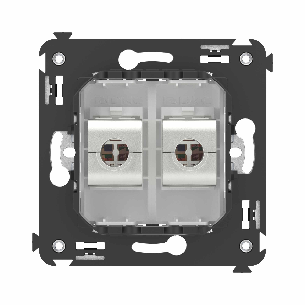 Компьютерная розетка RJ-45 без шторки в стену, кат.6А двойная экранированная, "Avanti", "Белое облако"