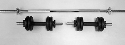 Комплект 2 гантели и гриф прямой общий вес 20 кг