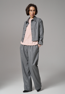 Рубашка-жакет укороченная серая