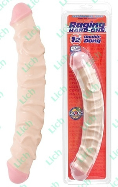 Двусторонний рельефный дилдо RAGGING HARD-ONS