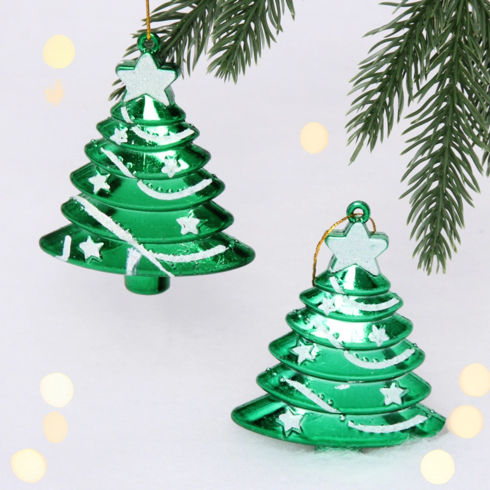 Елочные игрушки «Сказочная ёлочка» 8 см (набор 2 шт), Зеленый