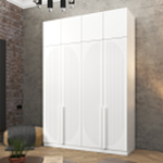 Шкаф Агератум МДФ четырехсекционный с антресолью в белой эмали - Белый Фасадный 0101  220*60*240