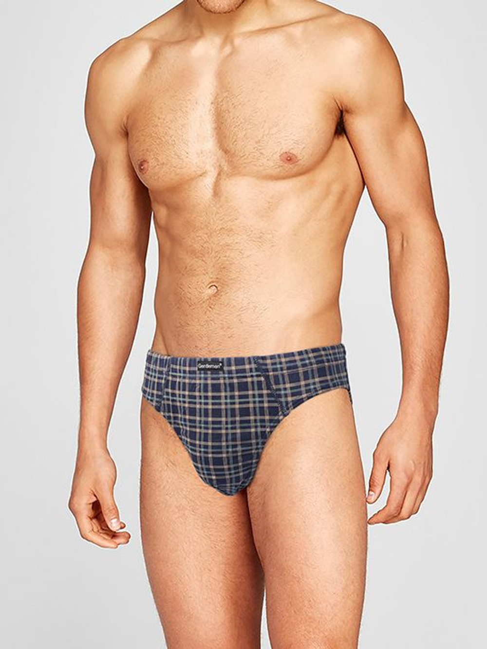 Набор из 2 трусов-слипов в клетку - черных и синих (Размер: M) (Цвет: черный с синим)