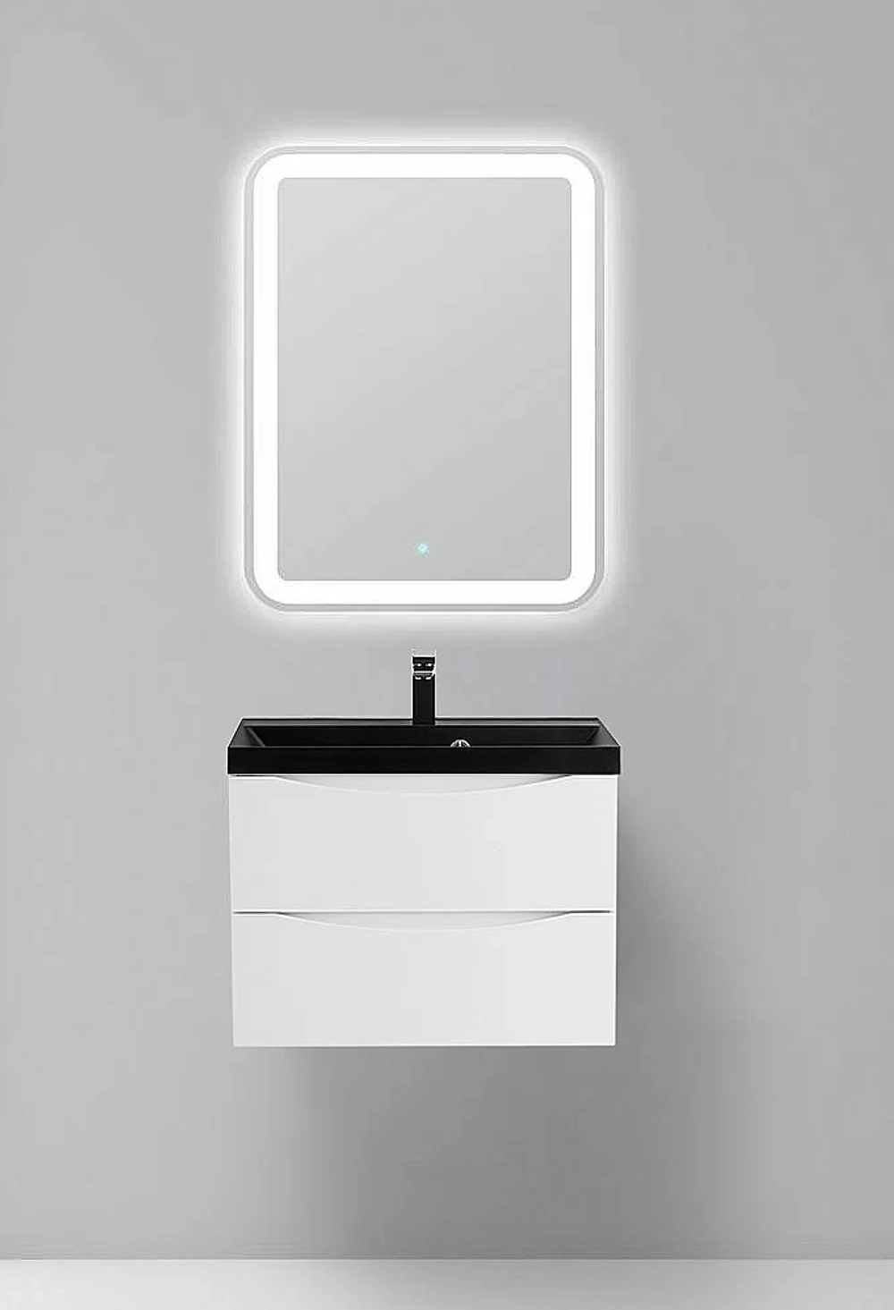 Тумба с раковиной BelBagno MARINO 60 белая матовая/черная раковина