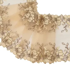 Вышивка на сетке бежевая 25 см, (нитки)