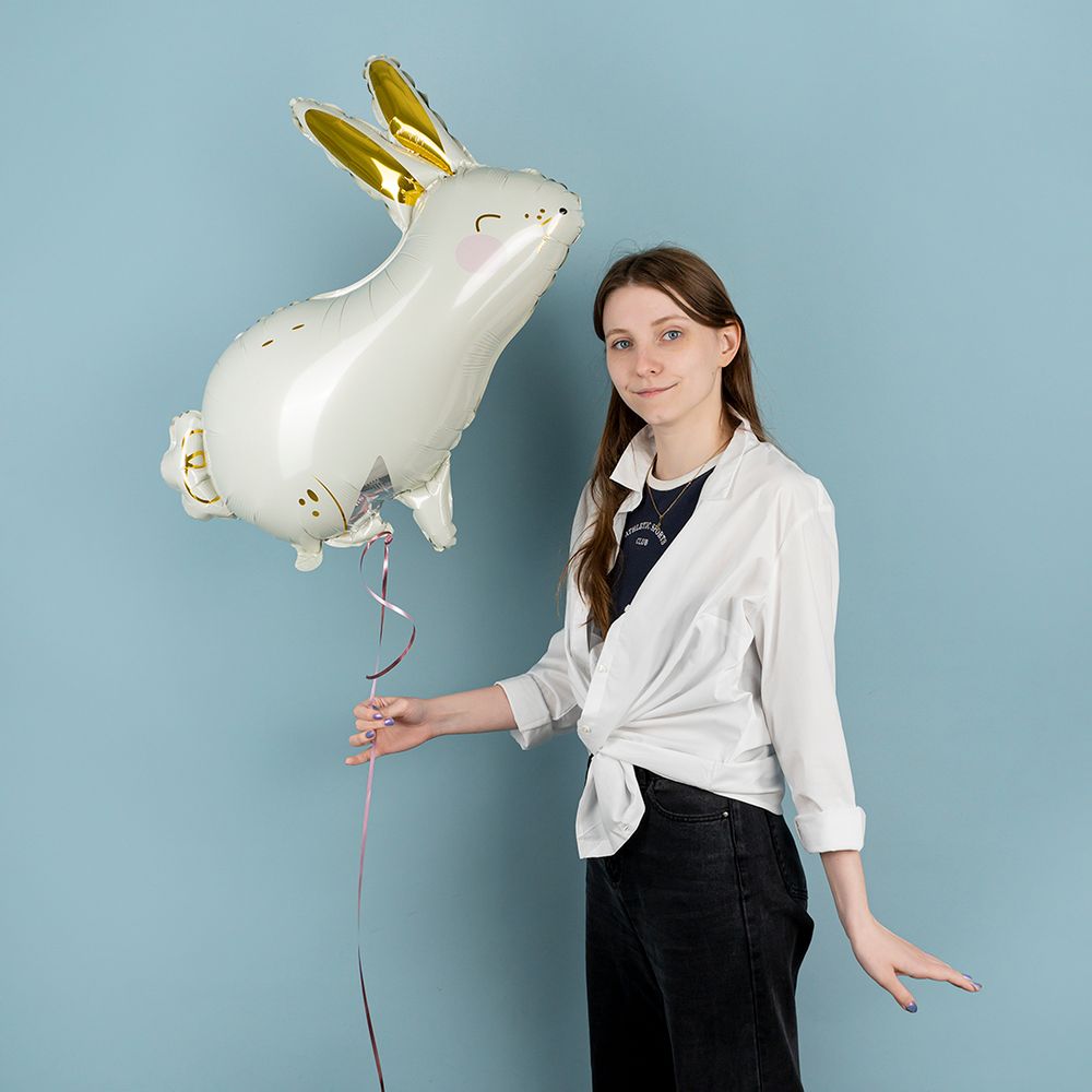 Шар (33''/84 см) Фигура, Большой Зайка, Золотые ушки, 1 шт.