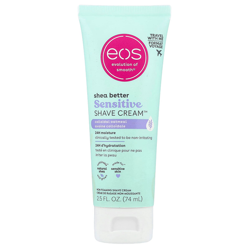 EOS, Shea Better Sensitive Shave Cream™, крем для бритья для чувствительной кожи, коллоидная овсянка, 74 мл (2,5 жидк. унции)