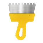 Шпатель 150мм, зуб 8мм, фасадный, нерж. сталь, желтая рукоятка, МАСТЕР, БИБЕР 35182 ---